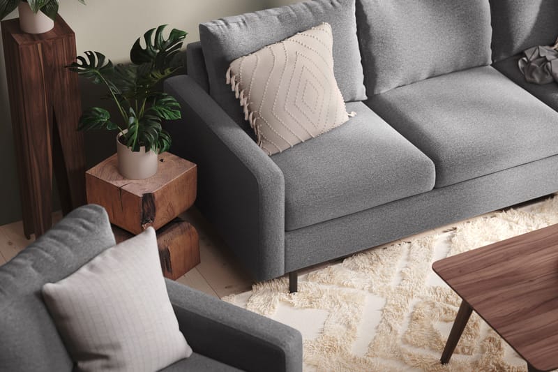 Peppe 3-personers Vendbar L-formet Divansofa i Stof - Lysegrå - Møbler - Sofaer - Sofa med chaiselong