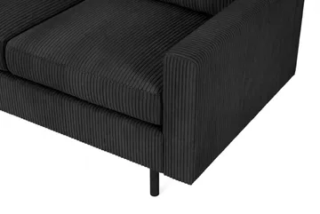 Peppe 3-personers Vendbar L-formet Divansofa i Manchester - Sort - Møbler - Sofaer - Sofa med chaiselong