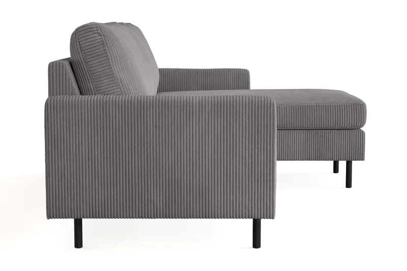 Peppe 3-personers Vendbar L-formet Divansofa i Manchester - Mørkegrå - Møbler - Sofaer - Sofa med chaiselong