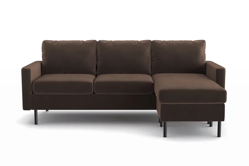 Peppe 3-personers Vendbar L-formet Divansofa i Manchester - Brun - Møbler - Sofaer - Sofa med chaiselong