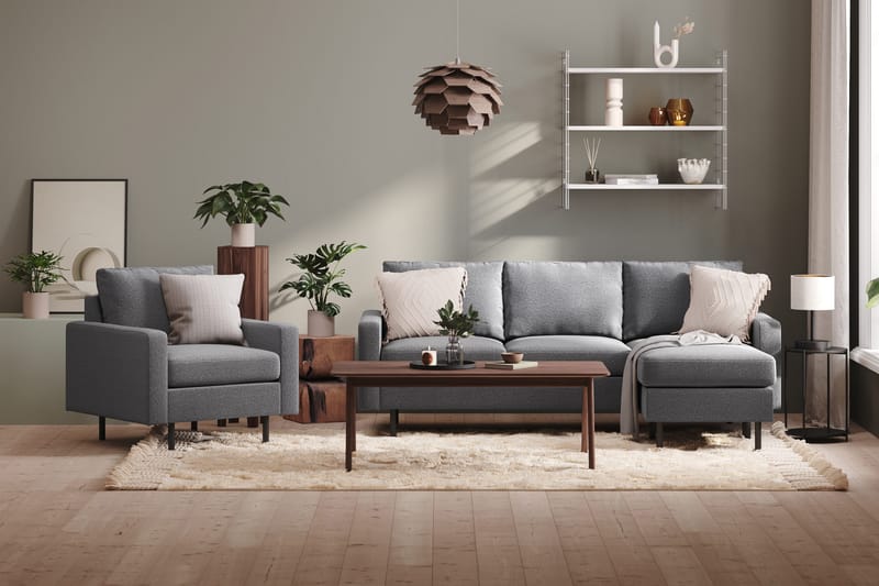 Peppe 3-personers Vendbar L-formet Divansofa i Stof - Lysegrå - Møbler - Sofaer - Sofa med chaiselong