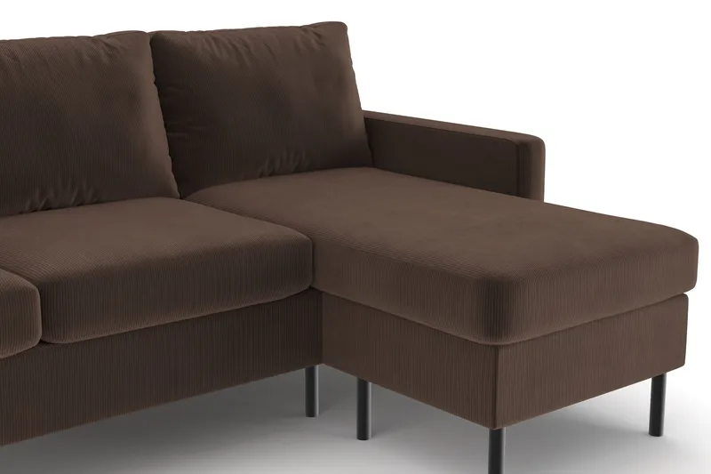 Peppe 3-personers Vendbar L-formet Divansofa i Manchester - Brun - Møbler - Sofaer - Sofa med chaiselong