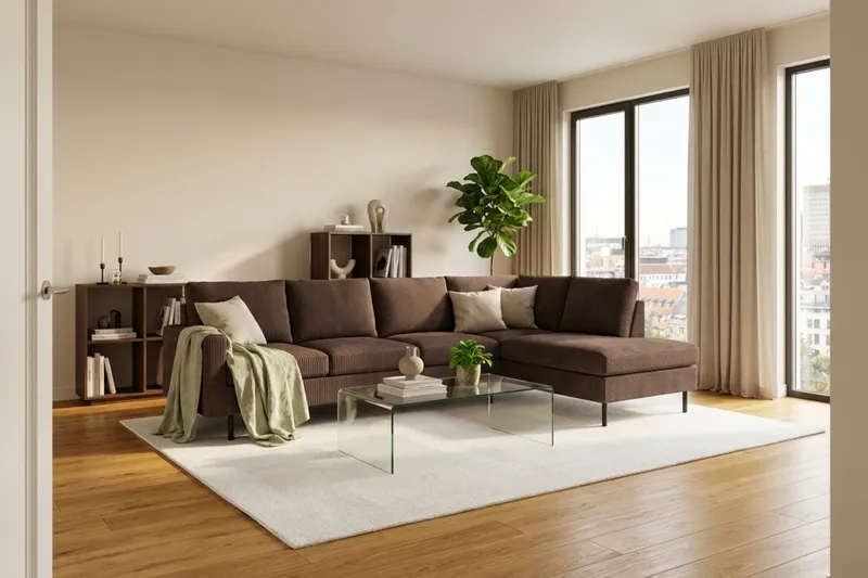 Peppe 3-personers Manchester Sofa - Mørk brun - Møbler - Sofaer - Sofa med chaiselong