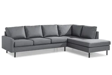 Peppe 4-personers Højrevendt L-formet Chaiselongsofa i Stof - Lysegrå - Møbler - Sofaer - Sofa med chaiselong