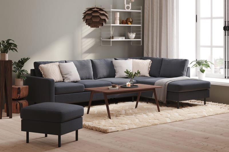 Peppe 4-personers Højrevendt L-formet Chaiselongsofa i Stof - Mørkegrå - Møbler - Sofaer - Sofa med chaiselong