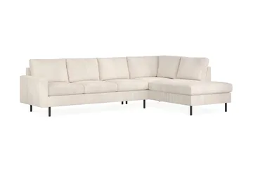 Peppe 4-personers Højrevendt L-formet Chaiselongsofa i Manchester - Beige - Møbler - Sofaer - Sofa med chaiselong