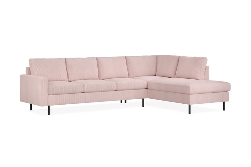 Peppe 4-personers Højrevendt L-formet Chaiselongsofa i Manchester - Rosa - Møbler - Sofaer - Sofa med chaiselong