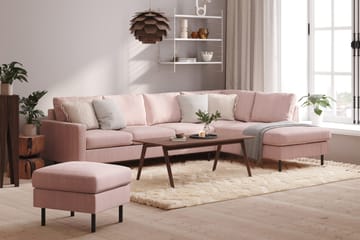 Peppe 4-personers Højrevendt L-formet Chaiselongsofa i Manchester - Rosa - Møbler - Sofaer - Sofa med chaiselong
