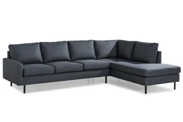 Peppe 4-personers Højrevendt L-formet Chaiselongsofa i Stof - Mørkegrå - Møbler - Sofaer - Sofa med chaiselong