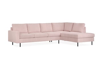 Peppe 4-personers Højrevendt L-formet Chaiselongsofa i Manchester - Rosa - Møbler - Sofaer - Sofa med chaiselong