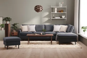 Peppe 4-personers Højrevendt L-formet Chaiselongsofa i Stof - Mørkegrå - Møbler - Sofaer - Sofa med chaiselong