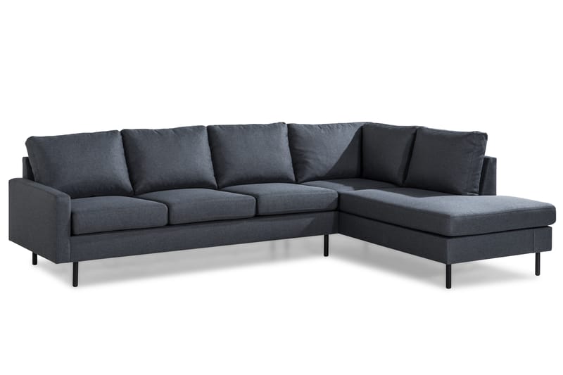 Peppe 4-personers Højrevendt L-formet Chaiselongsofa i Stof - Mørkegrå - Møbler - Sofaer - Sofa med chaiselong
