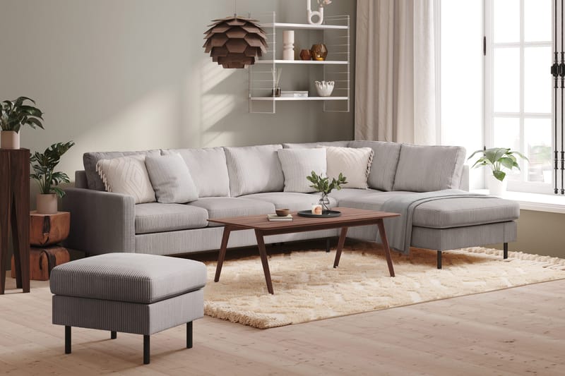 Peppe 4-personers Højrevendt L-formet Chaiselongsofa i Manchester - Mørkegrå - Møbler - Sofaer - Sofa med chaiselong