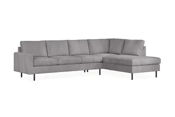Peppe 4-personers Højrevendt L-formet Chaiselongsofa i Manchester - Mørkegrå - Møbler - Sofaer - Sofa med chaiselong