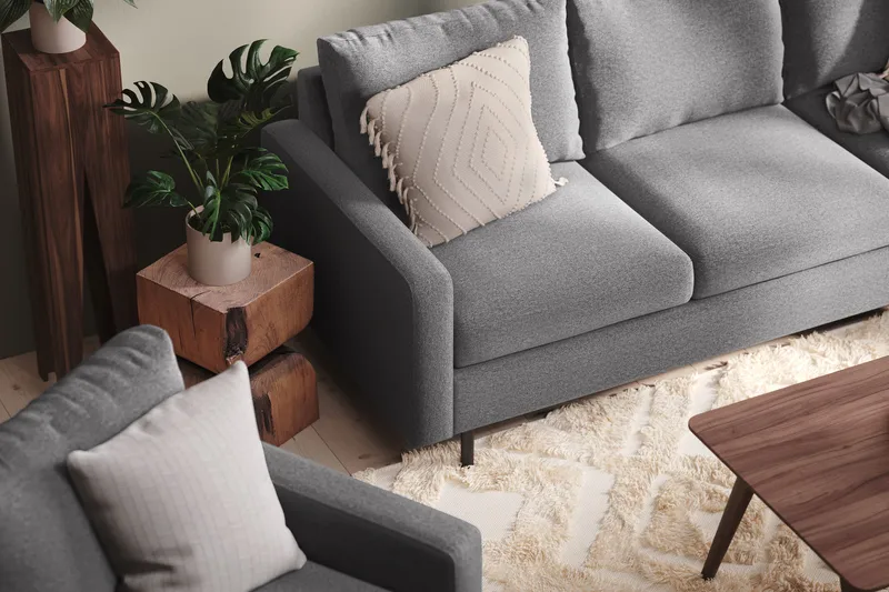 Peppe 4-personers Højrevendt L-formet Chaiselongsofa i Stof - Lysegrå - Møbler - Sofaer - Sofa med chaiselong