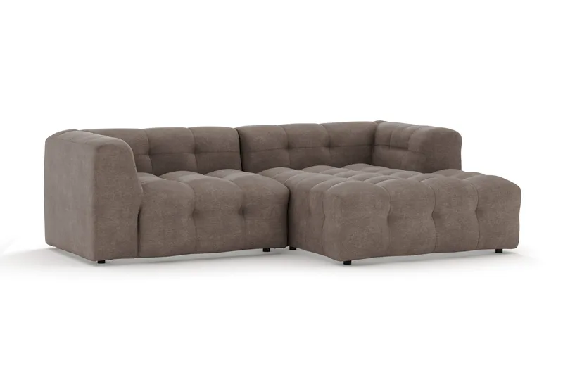 Puffy 3-personers boblet sofa med chaiselong højre - Brun - Møbler - Sofaer - Sofa med chaiselong
