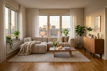 Puffy 3-personers boblet sofa med chaiselong venstre - Beige - Møbler - Sofaer - Sofa med chaiselong