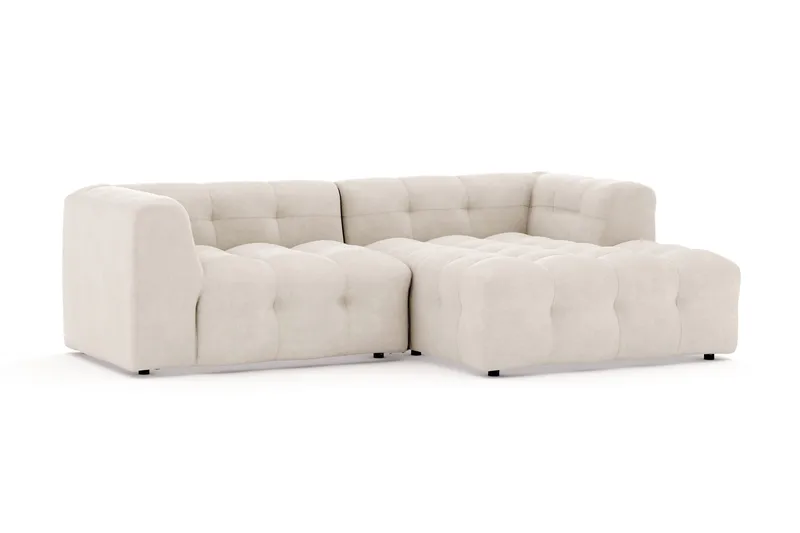 Puffy 3-personers boblet sofa med chaiselong højre - Beige - Møbler - Sofaer - Sofa med chaiselong