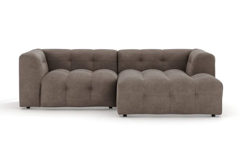 Puffy 3-personers boblet sofa med chaiselong højre - Brun - Møbler - Sofaer - Sofa med chaiselong
