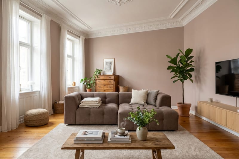 Puffy 3-personers boblet sofa med chaiselong højre - Brun - Møbler - Sofaer - Sofa med chaiselong