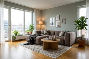 Puffy 3-personers boblet sofa med chaiselong venstre - Brun - Møbler - Sofaer - Sofa med chaiselong