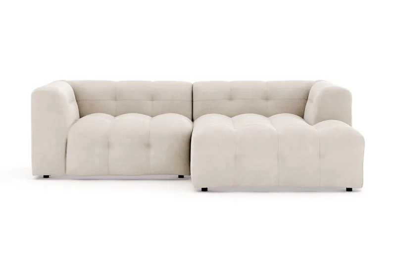 Puffy 3-personers boblet sofa med chaiselong højre, Beige