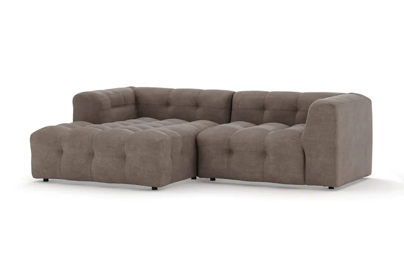 Puffy 3-personers Boblesofa med Venstrevendt Chaiselong - Brun - Møbler - Sofaer - Sofa med chaiselong