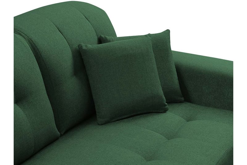 Rapale 3-Pers. Sofa med Chaiselong Venstre med Puder - Velour/Grøn - Sofa med chaiselong - Velour sofaer - 3 personers sofa med chaiselong