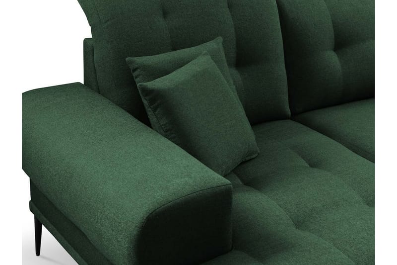 Rapale 3-Pers. Sofa med Chaiselong Højre med Puder - Velour/Grøn - Sofa med chaiselong - Velour sofaer - 3 personers sofa med chaiselong