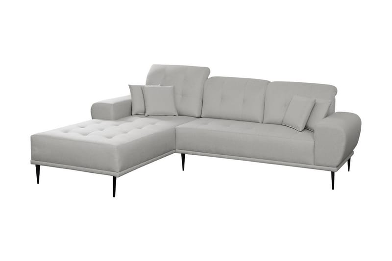 Rapale 3-Pers. Sofa med Chaiselong Venstre med Puder - Grå - Sofa med chaiselong - 3 personers sofa med chaiselong