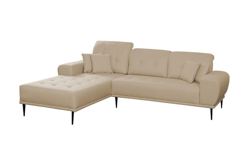 Rapale 3-Pers. Sofa med Chaiselong Venstre med Puder - Beige - Sofa med chaiselong - 3 personers sofa med chaiselong