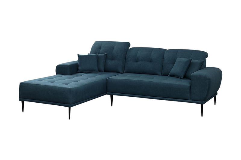Rapale 3-Pers. Sofa med Chaiselong Venstre med Puder - Blå - Sofa med chaiselong - 3 personers sofa med chaiselong