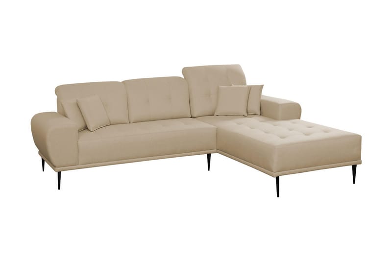 Rapale 3-Pers. Sofa med Chaiselong Højre med Puder - Beige - Møbler - Sofaer - Sofa med chaiselong