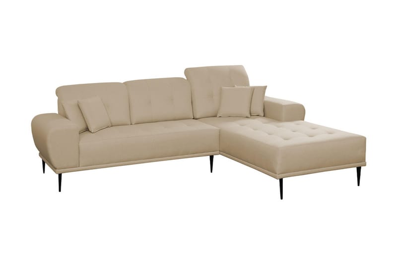 Rapale 3-Pers. Sofa med Chaiselong Højre med Puder - Beige - Sofa med chaiselong - 3 personers sofa med chaiselong