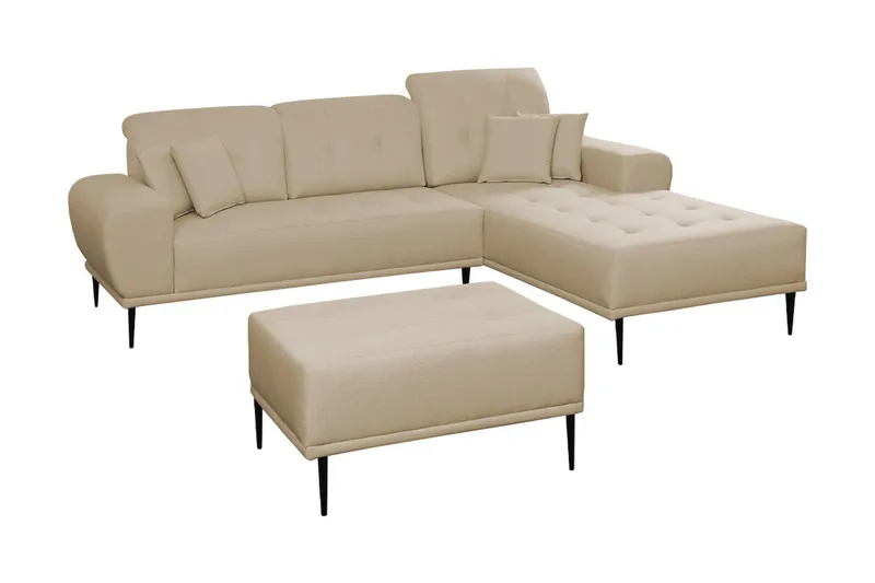 Rapale Sofagruppe Højre med Fodskammel, Beige