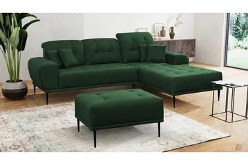 Rapale Sofagruppe Højre med Fodskammel - Grøn - Møbler - Sofaer - Sofa med chaiselong