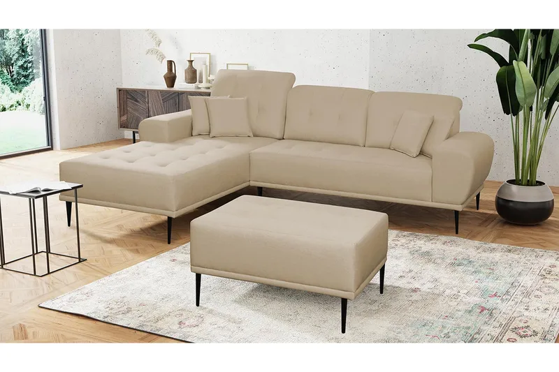Rapale Sofagruppe Venstre med Fodskammel - Beige - Møbler - Sofaer - Sofa med chaiselong