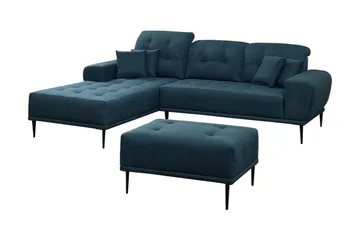 Rapale Sofagruppe Venstre med Fodskammel - Blå - Møbler - Sofaer - Sofa med chaiselong