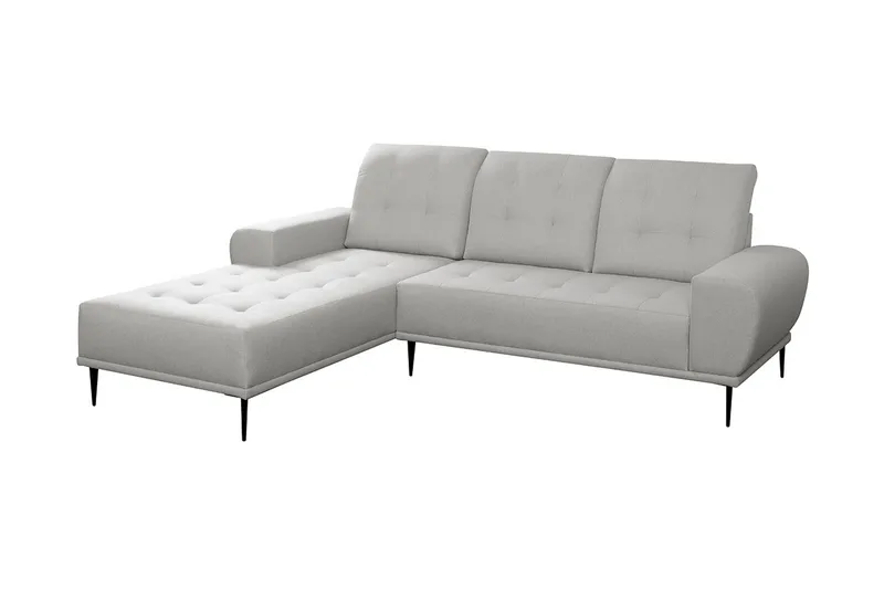 Rapale Sofagruppe Venstre med Fodskammel - Velour/Sølv - Møbler - Sofaer - Sofa med chaiselong