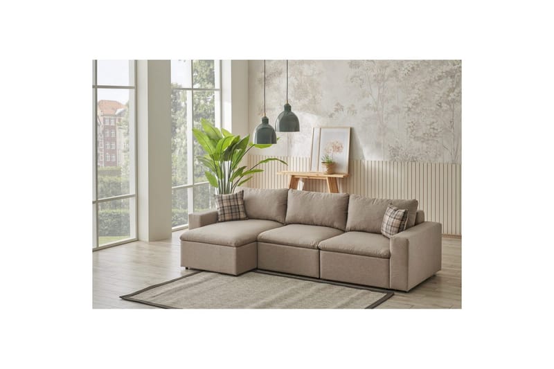 Rivran Sofa med Divan 4-sits - Creme - Møbler - Sofaer - Sofa med chaiselong