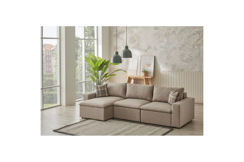 Rivran Sofa med Divan 4-sits - Creme - Møbler - Sofaer - Sofa med chaiselong