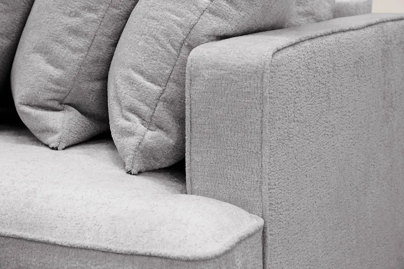 Rossita 4-personers Venstrevendt L-formet Dyb Chaiselongsofa med Hel Pude i Chenille - Grå - Møbler - Sofaer - Sofa med chaiselong