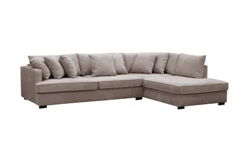 Rossita 4-personers Højrevendt L-formet Dyb Chaiselongsofa i Chenille - Trenza 08, Grå/Brun Chenille - Møbler - Sofaer - Sofa med chaiselong