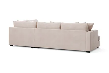Rossita 4-personers Højrevendt L-formet Dyb Chaiselongsofa i Fløjl - Beige - Møbler - Sofaer - Sofa med chaiselong