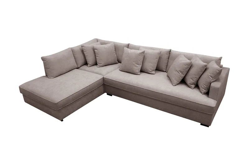Rossita 4-personers Venstrevendt L-formet Dyb Chaiselongsofa med Hel Pude i Chenille - Grå / Brun - Møbler - Sofaer - Sofa med chaiselong