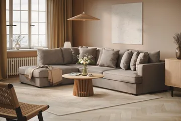 Rossita 4-personers venstrevendt L-formet dyb chaiselongsofa i stof - Brun - Møbler - Sofaer - Sofa med chaiselong
