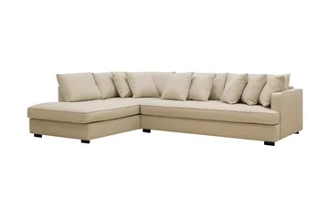 Rossita 4-personers Venstrevendt L-formet Dyb Chaiselongsofa med Hel Pude i Bouclé - Beige - Møbler - Sofaer - Sofa med chaiselong