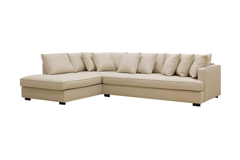 Rossita 4-personers Venstrevendt L-formet Dyb Chaiselongsofa med Hel Pude i Bouclé - Beige - Møbler - Sofaer - Sofa med chaiselong