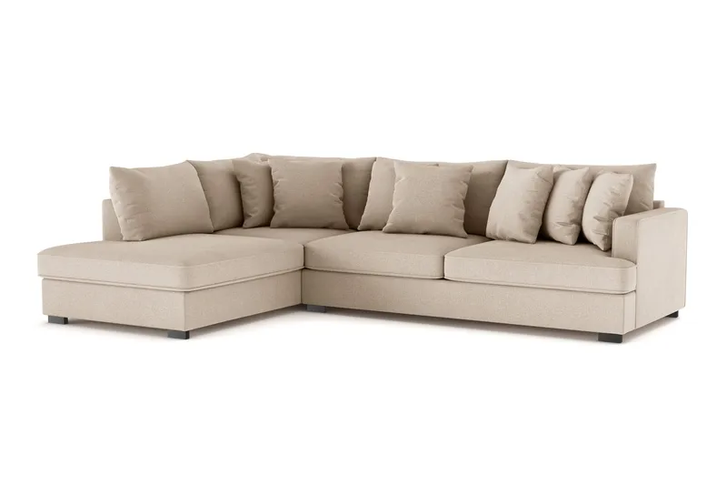 Rossita 4-personers Venstrevendt L-formet Dyb Chaiselongsofa i Stof - Beige - Møbler - Sofaer - Sofa med chaiselong