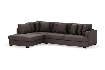 Rossita 4-personers Venstrevendt L-formet Dyb Chaiselongsofa i Jernbanefløjl - Taupe - Møbler - Sofaer - Sofa med chaiselong